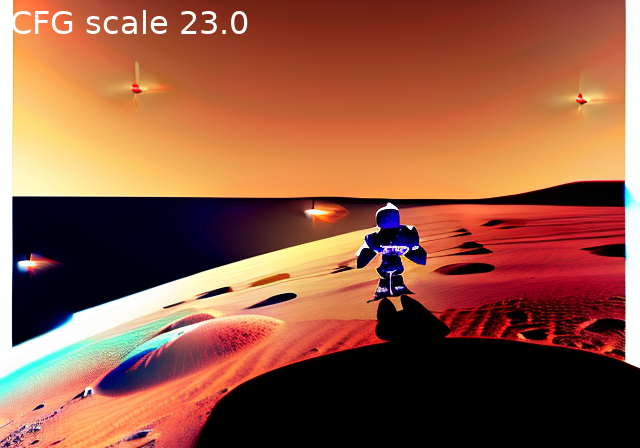 discoloured mars landscape with some kind of robot